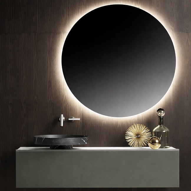 Falper Eccentrico Комплект мебели: Тумба 140х45хh36см, фасада FN. Столешница Marble Statuario. Раковина 56см, мрамора Nero Marquinia