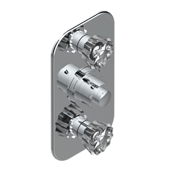 Накладка THG Mille Nuits - Clear crystal с ручкой регулировки  температуры и двумя маховиками для термостатического смесителя 5400AE