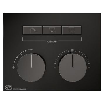 Gessi Hi-Fi Термостат для душа, с включением до 3 источников одновременно (внешняя часть), Black Metal PVD