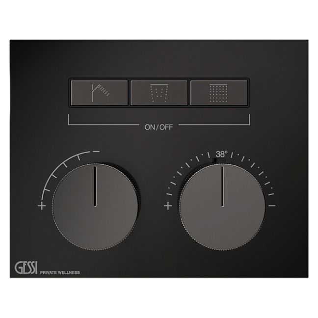 Gessi Hi-Fi Термостат для душа, с включением до 3 источников одновременно (внешняя часть), Black Metal PVD