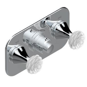 Накладка THG Camelia Clear crystal с ручкой регулировки температуры и двумя маховиками для термостатического смесителя с горизонтальной установкой