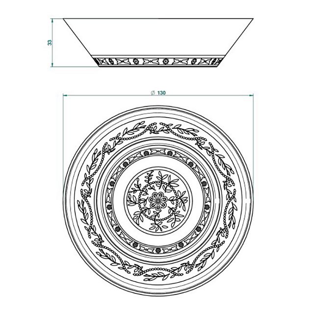 THG MARQUISE BLANC DECOR PLATINE Блюдо керамическое ø130 мм., настольное, декор платина, цвет: белый