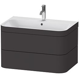 Duravit HAPPY D.2 PLUS Комплект мебели 775х490х468 мм, 2 ящ, с 1 отв для смес, в компл.с сиф и донным клап, раковина bi-color, цвет: Графит супермат купить в Москве: интернет-магазин StudioArdo