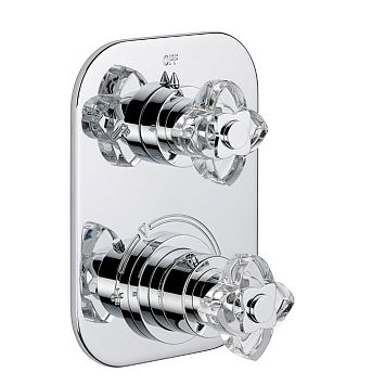 THG Pétale de cristal clair Смеситель для душа, термостатический, с переключателем на 2 потока, цвет: хром/прозрачный хрусталь