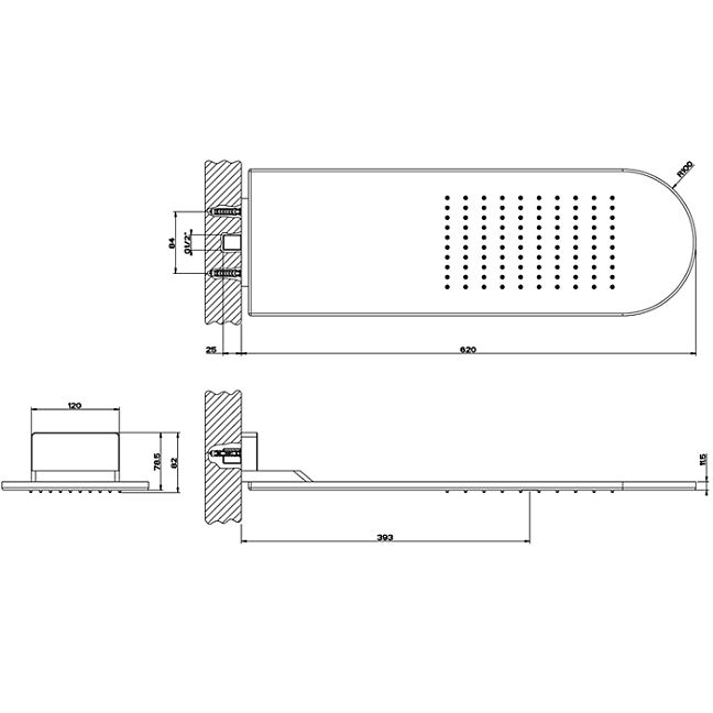 Gessi Shower316 Душевая головка для настенного крепления 620*200мм, Brushed Brass PVD