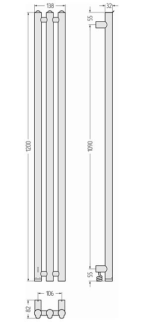 Сунержа Терция 4.0 Полотенцесушитель электрический 120x10,6 Сатин