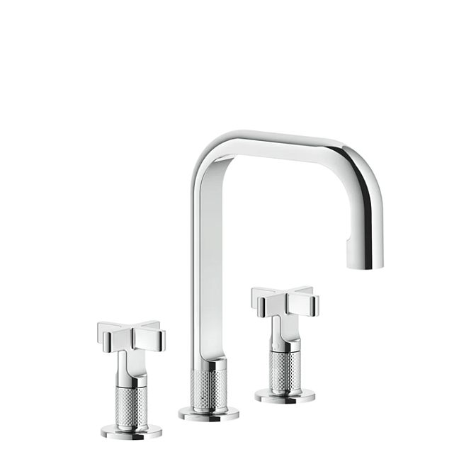 Gessi Inciso Смеситель для раковины на 3 отверстия с донным клапаном, излив 160мм, h=240мм, хром