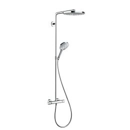 Душевая система Hansgrohe Raindance Select S Showerpipe: верх.душ 240 2jet, ручн.душ, шланг, термостат, цвет: белый/хром купить в Москве: интернет-магазин StudioArdo