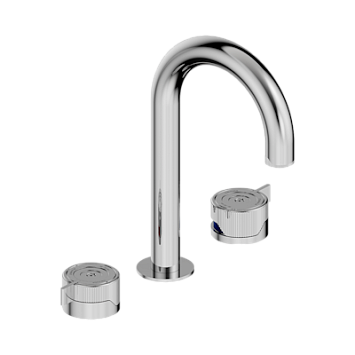 Смеситель для раковины THG Zoom.7 на три отверстия устанавливаемый на борту с донным клапаном - высокий излив