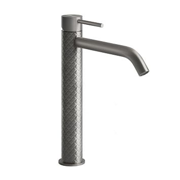 Gessi 316 Смеситель для раковины на 1 отверстие высокий, без донного клапана, h=305мм , излив 123мм, steel brushed