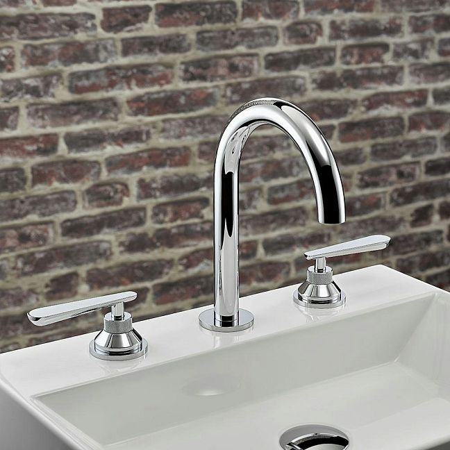 Смеситель для раковины THG Dean на три отверстия устанавливаемый на борту с донным клапаном - высокий излив