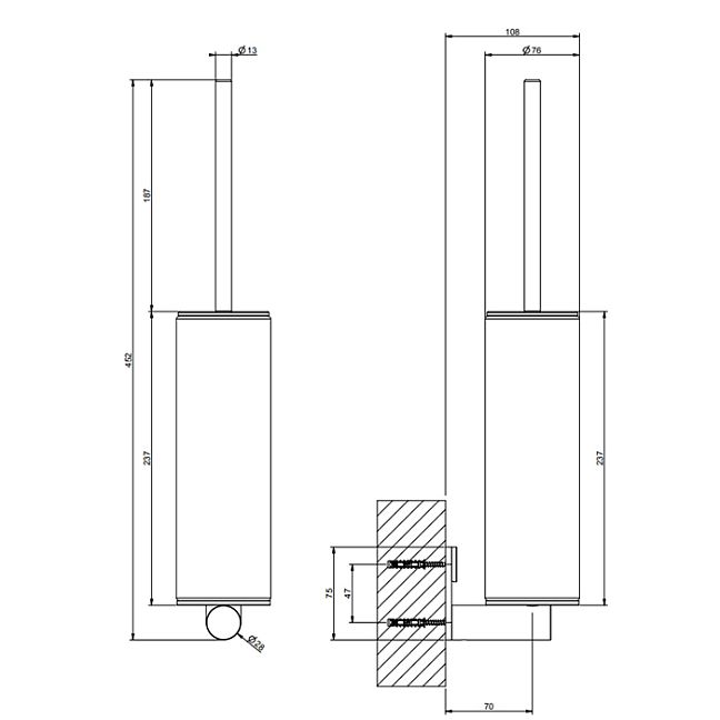 Gessi 316 Ершик настенный черный, фурнитура Black XL