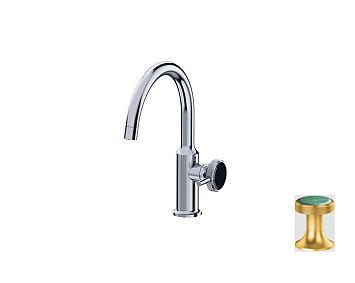 Jorger Valencia Смеситель для раковины, ручка с камнем green Avanturine, цвет gold matt (матовое золото)