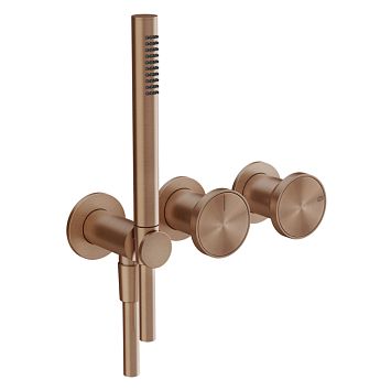 Gessi Origini Смеситель для ванны встраиваемый на 2 выхода, с ручной лейкой, в компл с отд вставкой, Copper Brushed PVD (внешняя часть)