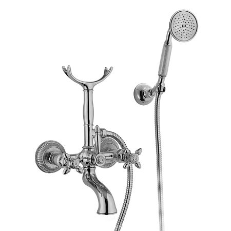 Nicolazzi Impero Смеситель для ванны с душем duplex на 2 отверстия, настенный, излив: 155 мм, цвет: хром
