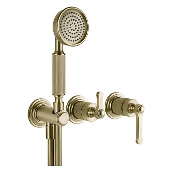 Gessi Venti20 Смеситель встраиваемый, однорычажный, с переключателем на 2 положения, с ручным душем и шлангом 1500 мм., внешняя часть, Brushed Br
