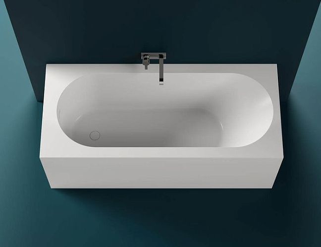 Salini Fabia Ванна пристенная 180x80х60 интегр. слив-перелив слева, сифон, донный клапан белый, из материала S-Sense, цвет белый матовый