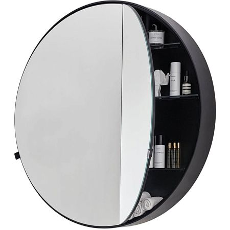 Cielo Catino Зеркальный шкаф круглый d-90см, 2 секции, рама крашеная, цвет черный матовый