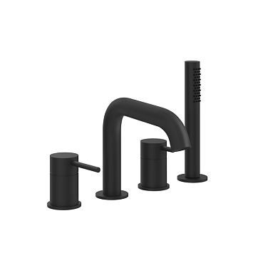 Gessi 316 Смеситель на борт ванны на 4 отв. с изливом и ручным душем, Black XL