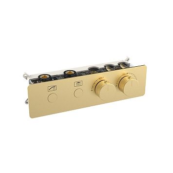 Nemo NM-8051BG Термостатический встраиваемый смеситель для душа из стены на 2 потребителя, BRUSH GOL