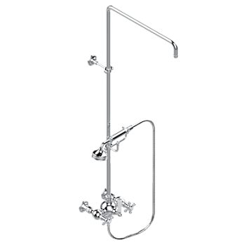 Смеситель THG Charleston для душа встраиваемый в стену / переключатель / открытая душевая колонна / душ "телефон", шланг и настенные рожки для лейки - межцентровое расстояние 150 мм. (без верхней лейки)