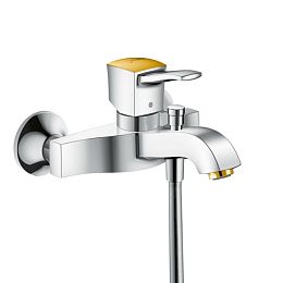 Смеситель для ванны Hansgrohe Metropolоднорычажный, настенный, цвет: хром/золото купить в Москве: интернет-магазин StudioArdo