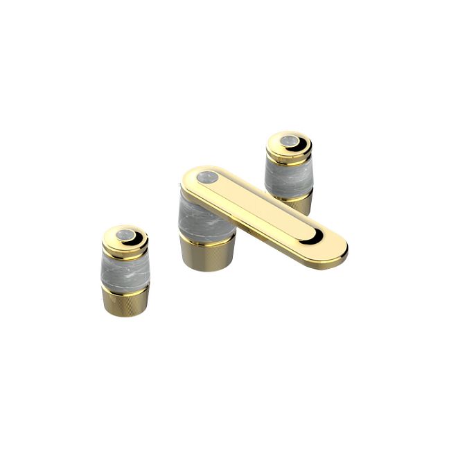 THG CORVAIR FIOR DI BOSCO Смеситель для раковины на 3 отверстия, для установки на мраморную столешницу, с донным клапаном, цвет: полированное золото