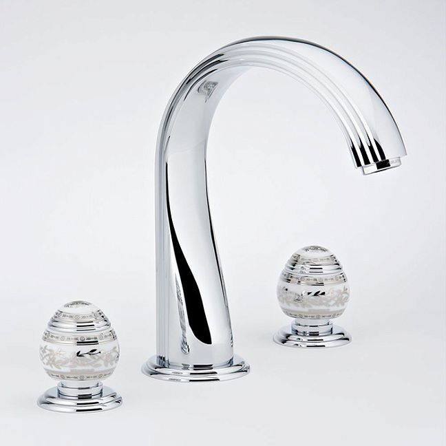 THG Marquise porcelaine blanche Смеситель для ванны, 3 отв., цвет: хром/платина/белый фарфор