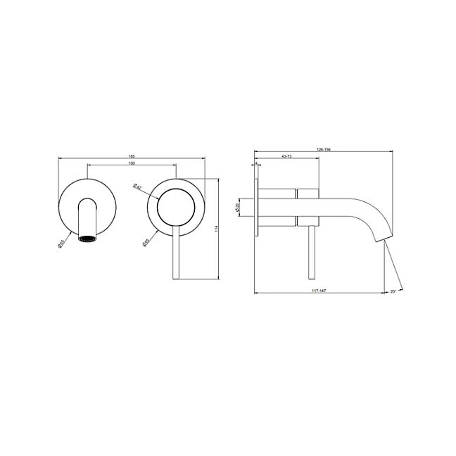 Gessi 316 Встраиваемый смеситель с изливом 146-116мм (внешние части), цвет:Black XL