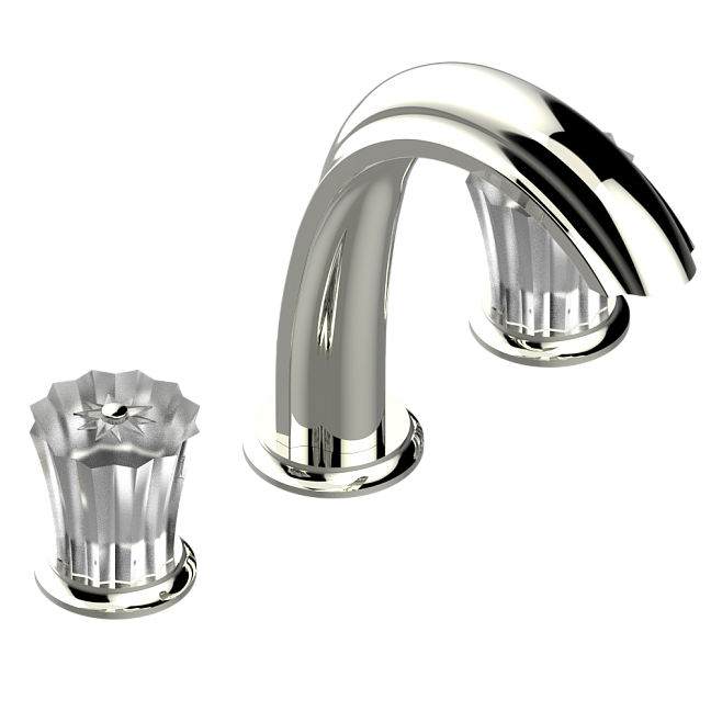 Смеситель для раковины THG Mille Nuits - Clear crystal на три отверстия устанавливаемый на борту с донным клапаном