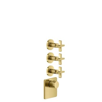 Gessi Inciso Встраиваемый термостатический смеситель на 3 источника, резьба 3/4 (внешние части), золото
