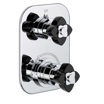 THG Petale de Cristal noir Смеситель для душа, термостатический, с переключателем на 2 потока, цвет: хром/черный хрусталь