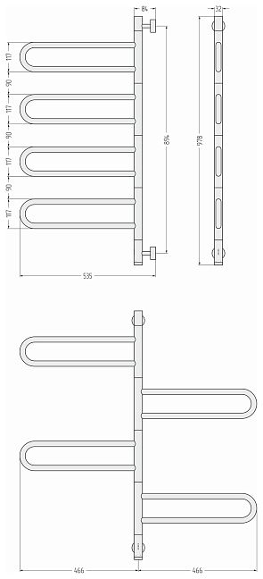 Сунержа Парео 4.0 Полотенцесушитель электрический 97,8x53,5 Шампань