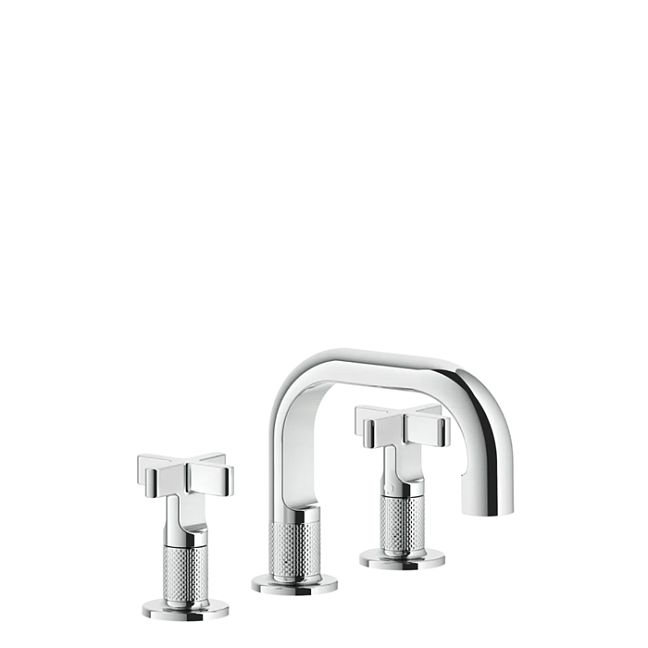 Gessi Inciso Смеситель для раковины на 3 отверстия без донного клапана, излив 140мм, h=145мм, хром