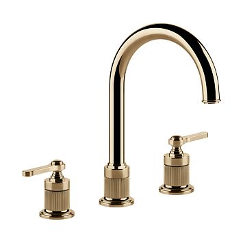 Gessi Venti20 Смеситель для раковины на 3 отверстия, высота излива 168 мм., в комплекте с донным клапаном, Warm Bronze PVD