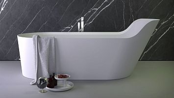 EXPO Knief K.Stone Pearl Ванна отдельностоящая 182x81xh70/50см с щелевым сливом-переливом, цвет белый матовый