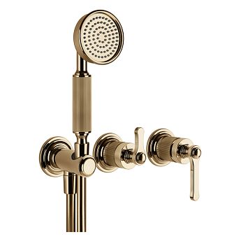 Gessi Venti20 Смеситель встраиваемый, однорычажный, с переключателем на 2 положения, с ручным душем и шлан 1500 мм., внешн часть, Warm Bronze PVD