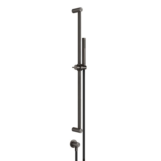Gessi 316 Штанга в комплекте с душевой лейкой с легкой очисткой, шланг 1,50 м, вывод воды из стены, brushed black metal pvd
