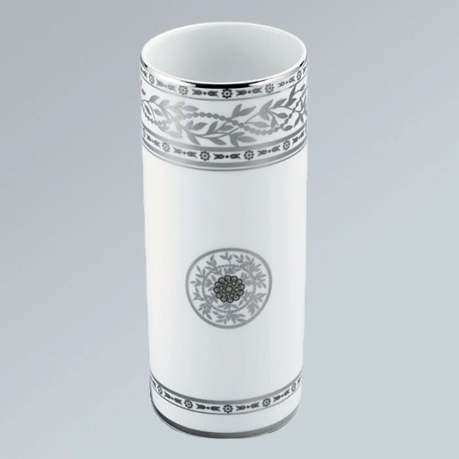 THG MARQUISE BLANC DECOR PLATINE Ваза керамическая, настольная, декор платина, цвет: белый