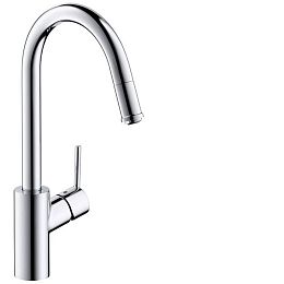 Смеситель для кухни Hansgrohe Talis M52 на 1 отв, поворотный излив: 20.9см с вытяжным душем, 1jet, h:26см, sBox, цвет: нержавейка купить в Москве: интернет-магазин StudioArdo