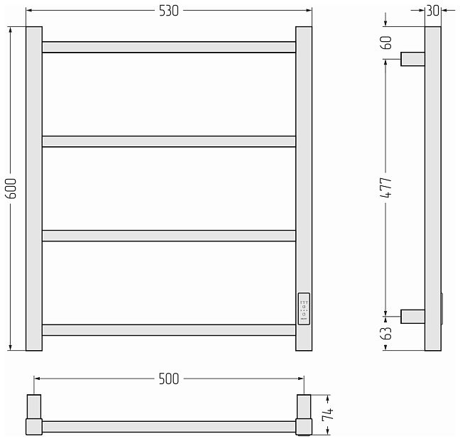 Стилье Формат 26 Полотенцесушитель электрический 60x50 Чёрный