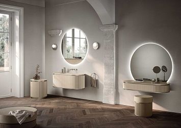 Комплект мебели Oasis Naos, напольный, Столешница с покрытием Purefeel , Отделка: Матовый лакированный цвет "Tortora Elegance"/ Сатиновый никель