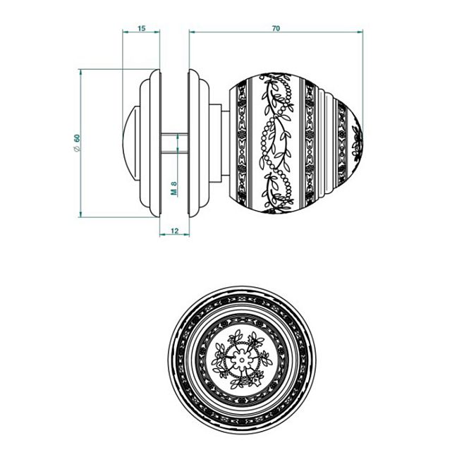 THG MARQUISE NOIR DECOR OR Ручка дверная одинарная, декор черный/золото, цвет: полированное золото
