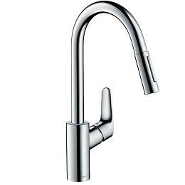 Смеситель для кухни Hansgrohe Focus M41 на 1 отв, поворотный излив: 22см с вытяжным душем, 2jet, h:22.6см, sBox, цвет: хром купить в Москве: интернет-магазин StudioArdo