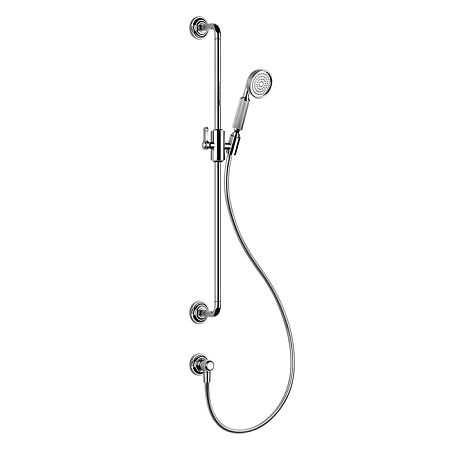 Душевой комплект Gessi Venti20: Штанга с ручным душем, гибким шлангом и выводом воды, цвет (720) никель.