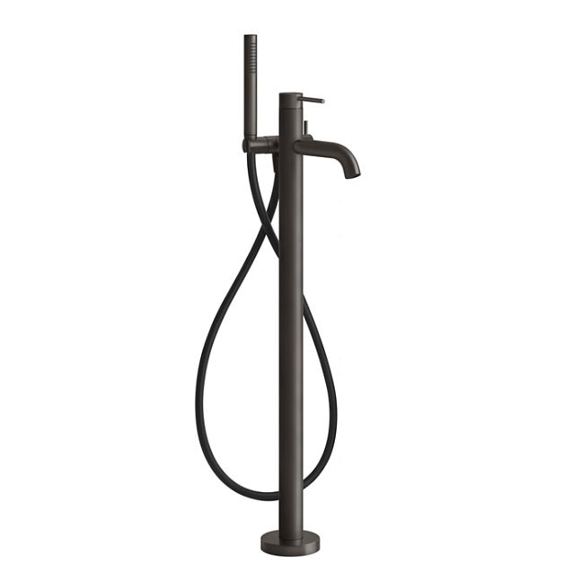 Gessi 316 Напольный смеситель для ванны с душевой лейкой (внешние части), brushed black metal pvd