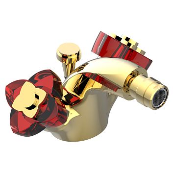 THG Petale de Cristal rouge Смеситель для биде, 1 отв., цвет: золото/красный хрусталь