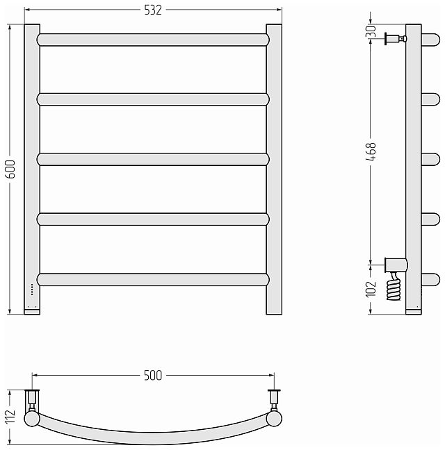 Сунержа Галант 4.0 Полотенцесушитель электрический 60x50 Тёмный титан муар