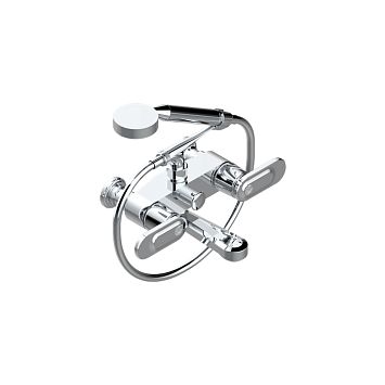THG CORVAIR A MANETTES FIOR DI BOSCO Смеситель для ванны настенный, с ручным душем и шлангом 1500 мм., цвет: хром