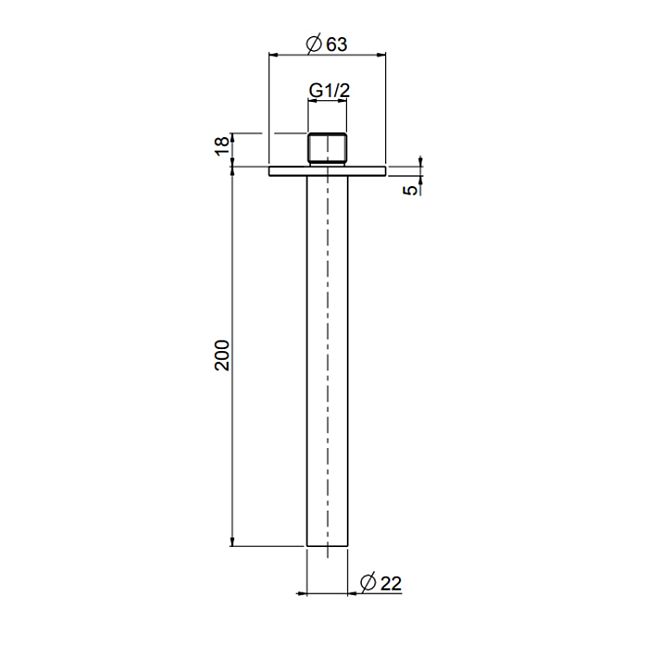 QuadroDesign Держатель верхнего душа, потолочный 20см., цвет: brushed stainless steel